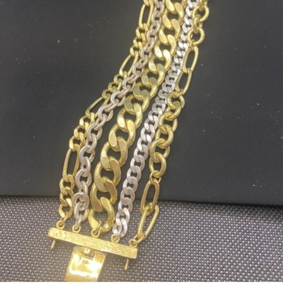 Silpada Chunk LUX ✨5 strand silver/brass statement bracelet KR Collection VTG - Picture 5 of 7